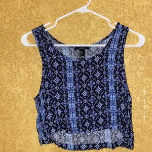 Navy patterned Forever 21 crop-top
